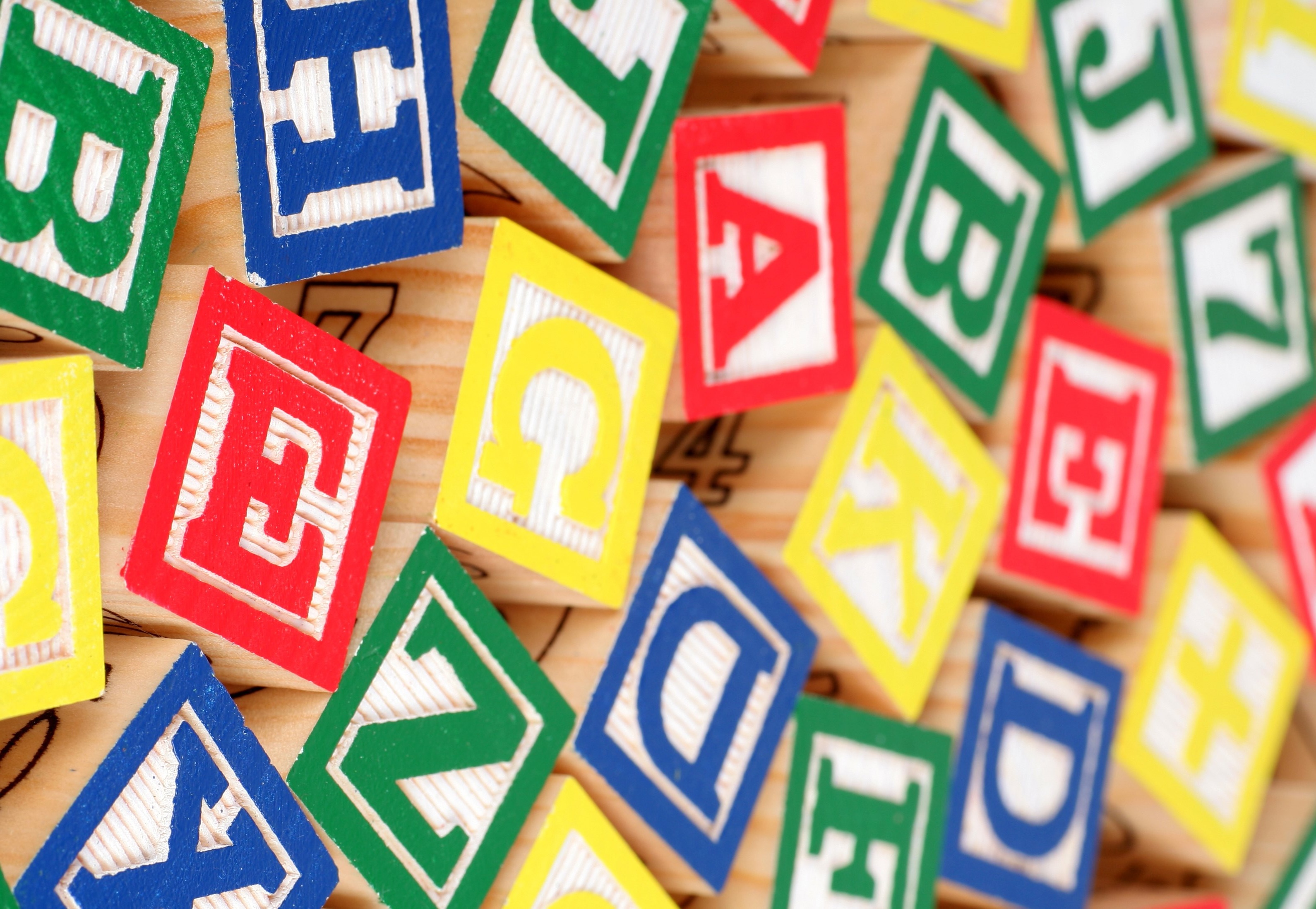 various colored letter blocks