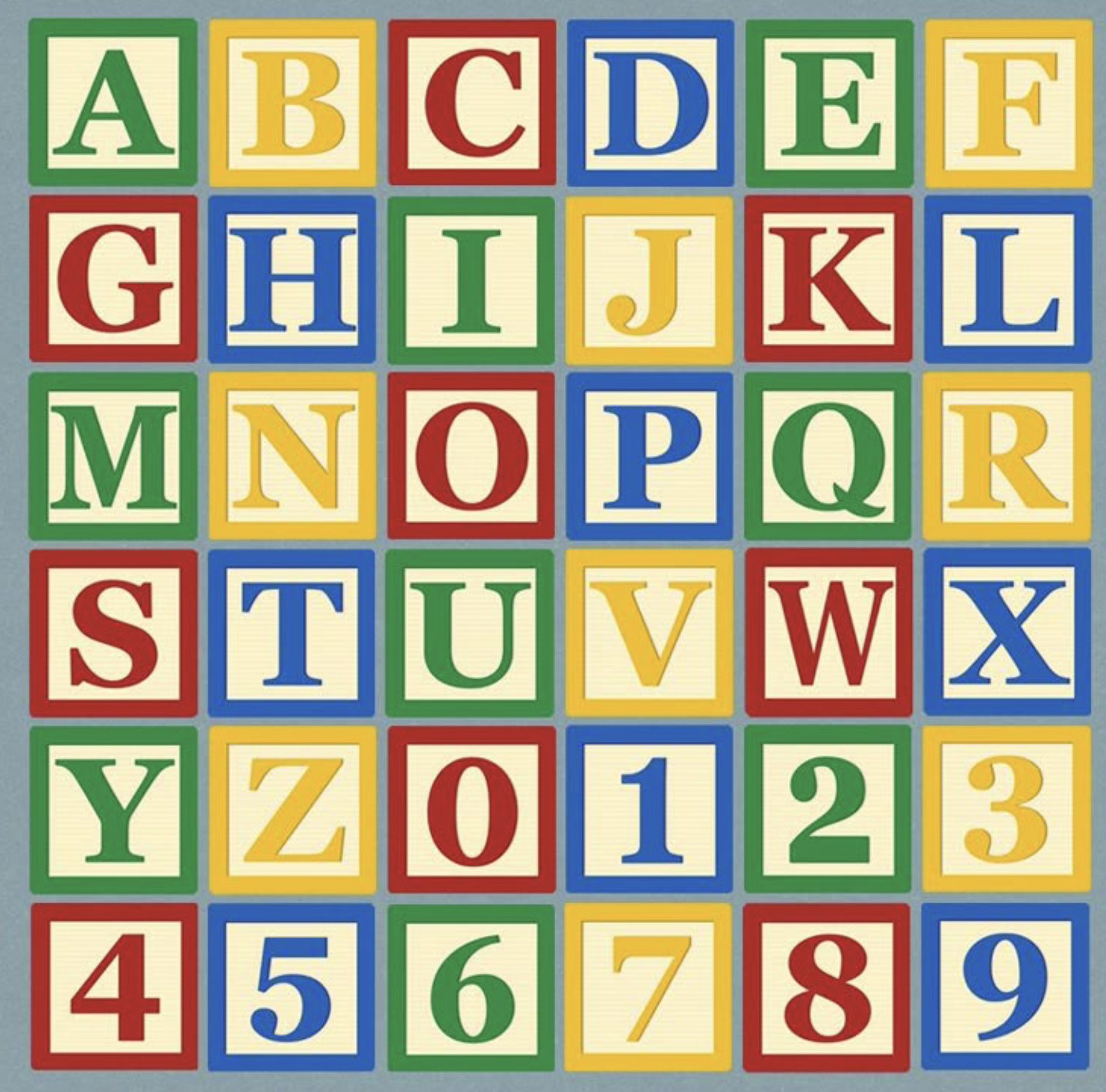 variating colors and letters on wooden blocks